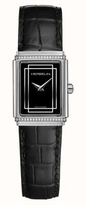 Herbelin Art Déco 1925’s Diamond (22mm) Black Dial / Black Leather Strap 17577AP40Y04