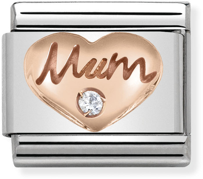 Nomination Classic Mum Heart 9ct Rose Gold & Steel Charm 430305/10