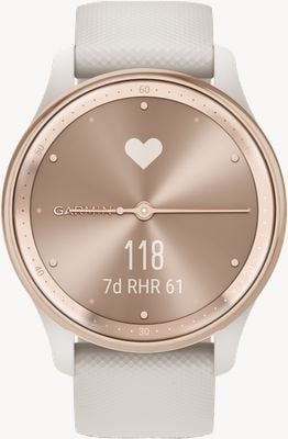 Garmin Vivomove Trend Peach Gold Stainless Steel Bezel With Ivory Case And Silicone Band 010-02665-01