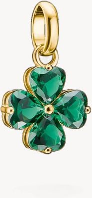 Thomas Sabo Cloverleaf Charm with green nanocrystal in a heart-shaped cut – Connect CC1326-M01-6
