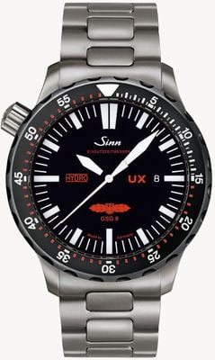 Sinn UX SDR GSG 9 (EZM 2B) (44mm) Black Dial / Tegiment H-Link Steel Bracelet Watch 403.081 H LINK