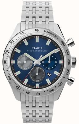 Timex Waterbury Traditional Chronograph (41mm) Blue Sunray Dial / Stainless Steel Bracelet TW2Y18500