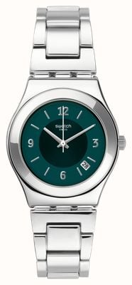 Swatch MIDDLESTEEL (33mm) Green Dial / Stainless Steel Bracelet YLS468G