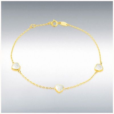 9ct Yellow Gold Mother of Pearls Heart Petals Bracelet 1.29.1642