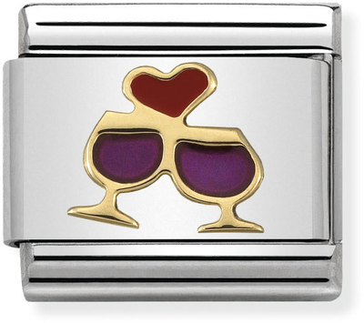Nomination Classic Glasses With Heart 18ct Gold & Steel Enamel Charm 030283/08