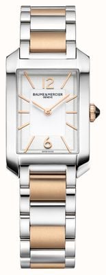 Baume & Mercier Women's Hampton (22mm) White Rectangular Dial / Two-Tone Stainless Steel Bracelet BM0A10751